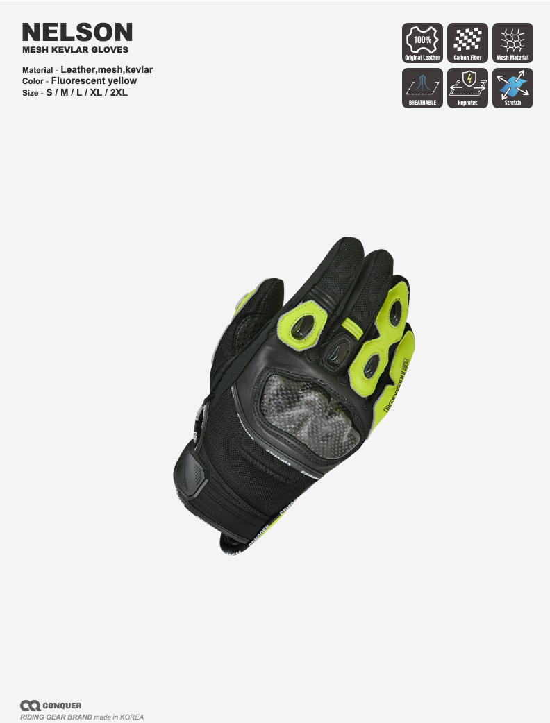 CQ NELSON KEVLAR MESH GLOVES (fluorescent)