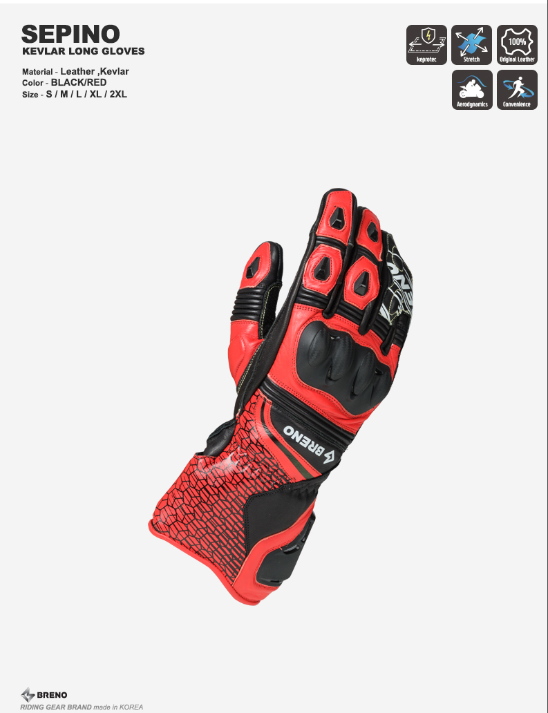 BRENO SEPINO LONG GLOVES (RED/BLACK)