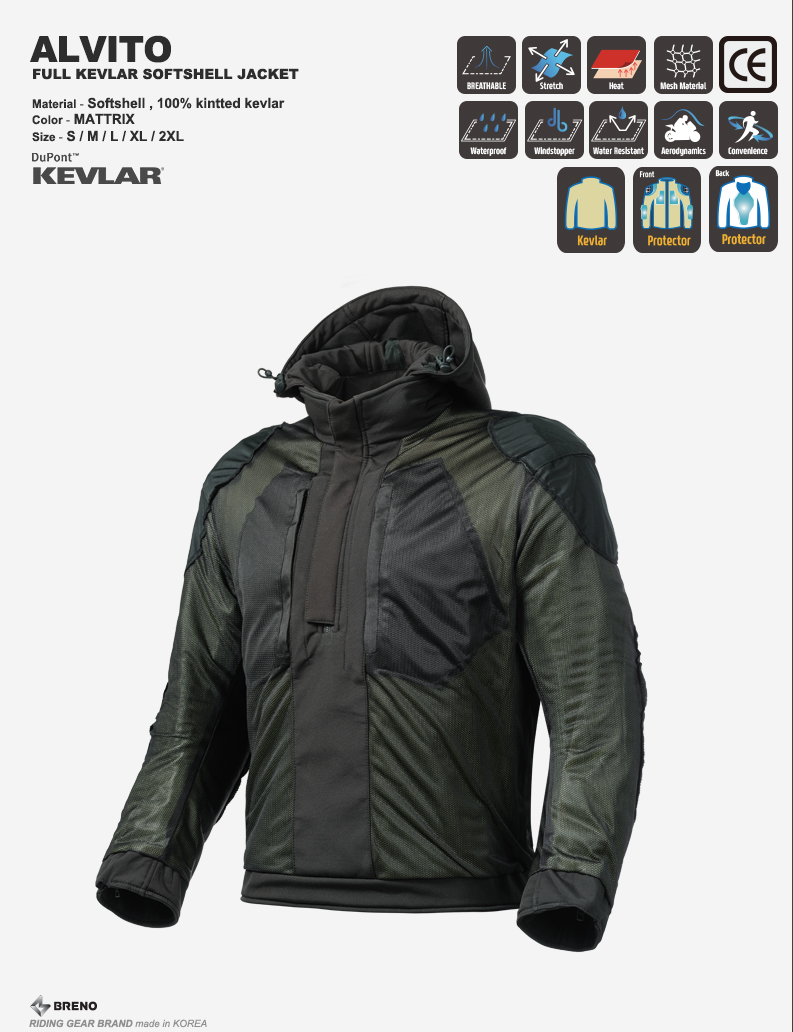 BRENO ALVITO FULL KEVLAR SOFTSHELL JACKET MATTRIX