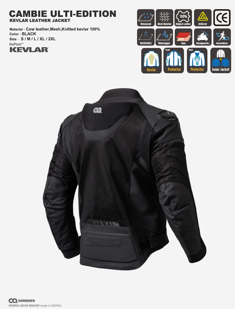 CQ CAMBIE ULTI-EDITION KEVLAR LEATHER MESH JACKET