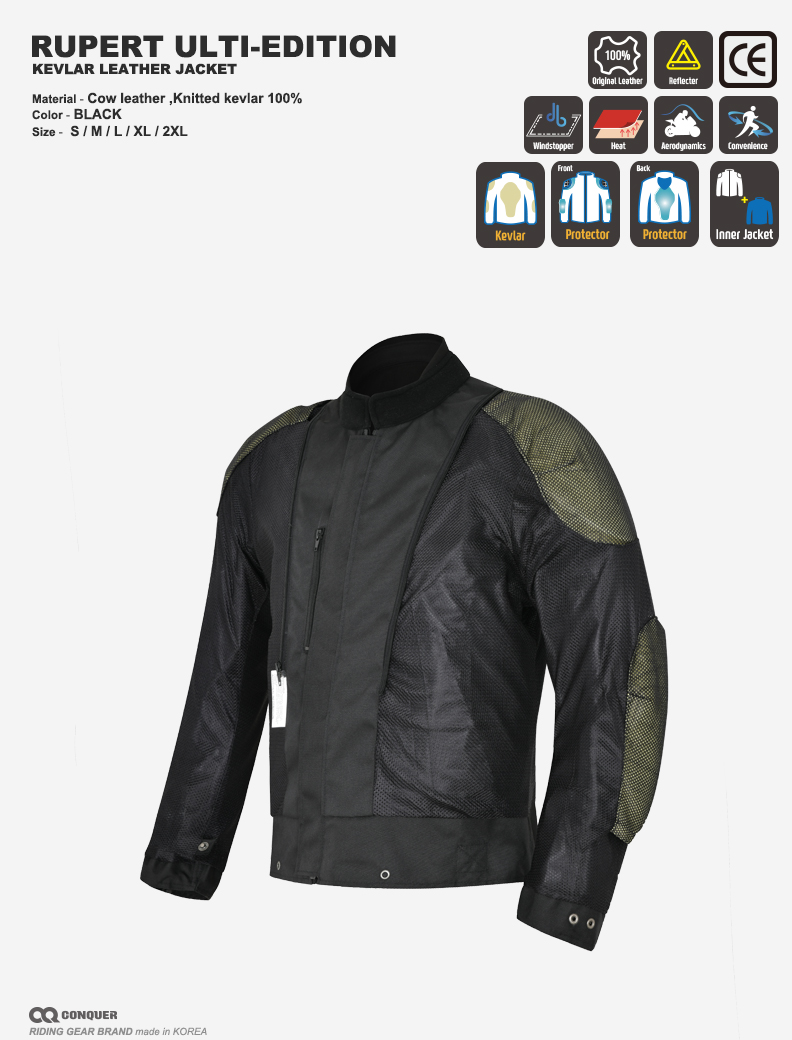 CQ CAMBIE ULTI-EDITION KEVLAR LEATHER MESH JACKET