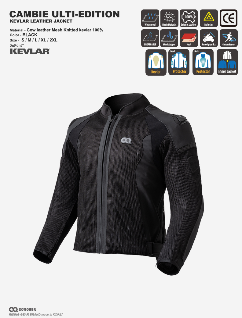 CQ CAMBIE ULTI-EDITION KEVLAR LEATHER MESH JACKET