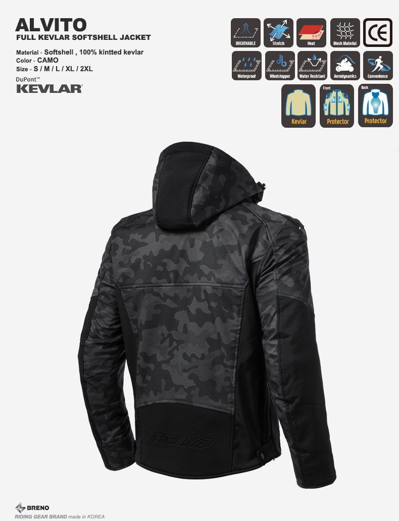 BRENO ALVITO FULL KEVLAR SOFTSHELL JACKET (CAMO)