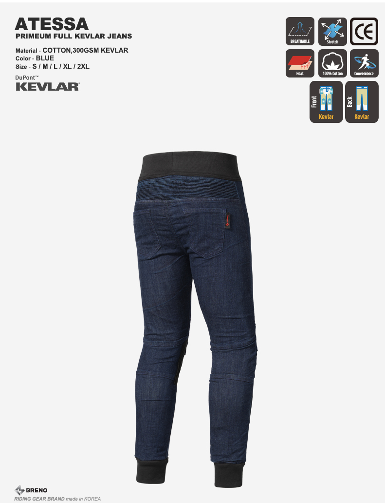 BRENO ATESSA BLUE FULL KEVLAR PANTS