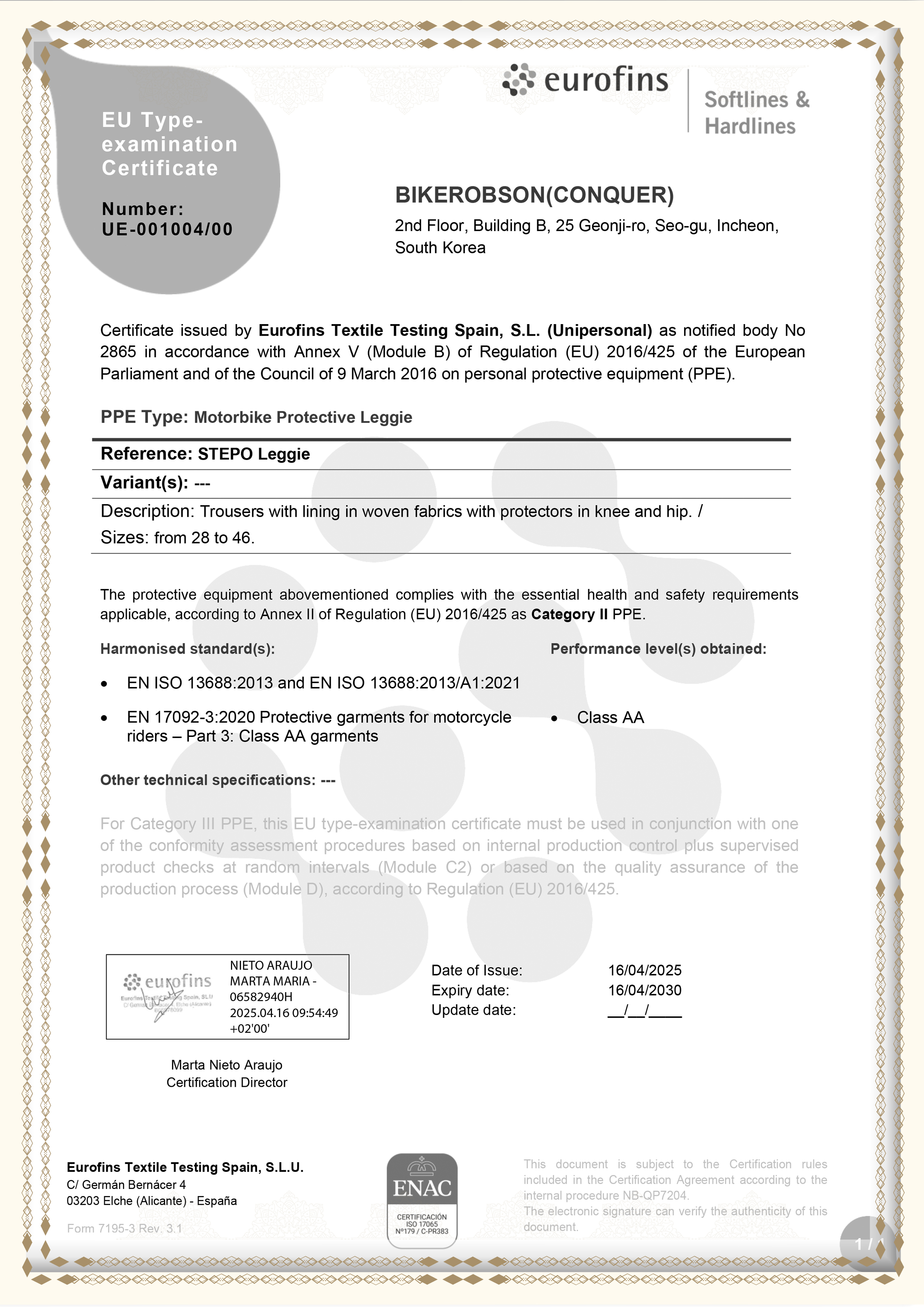 CE AA Certification Conquer STEPO